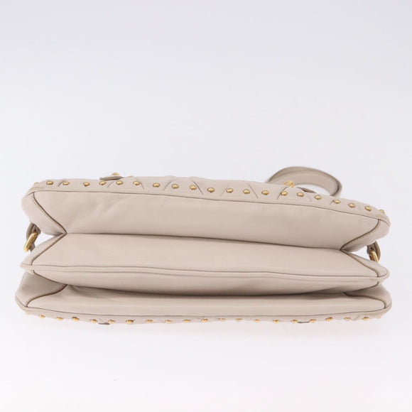 Miu Miu Chain Shoulder Bag Leather Beige Gold Tone Auth 195430A