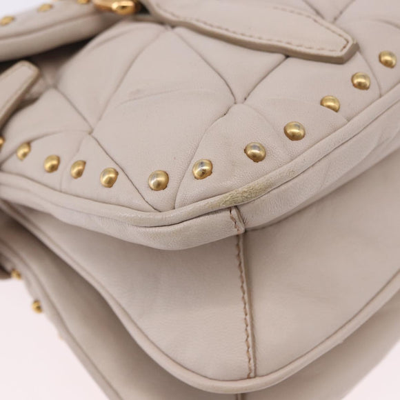 Miu Miu Chain Shoulder Bag Leather Beige Gold Tone Auth 195430A