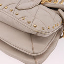 Miu Miu Chain Shoulder Bag Leather Beige Gold Tone Auth 195430A-12