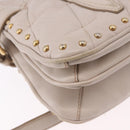 Miu Miu Chain Shoulder Bag Leather Beige Gold Tone Auth 195430A-13