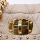 Miu Miu Chain Shoulder Bag Leather Beige Gold Tone Auth 195430A-15
