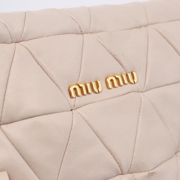 Miu Miu Chain Shoulder Bag Leather Beige Gold Tone Auth 195430A