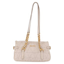 Miu Miu Chain Shoulder Bag Leather Beige Gold Tone Auth 195430A-3