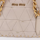 Miu Miu Chain Shoulder Bag Leather Beige Gold Tone Auth 195430A-4