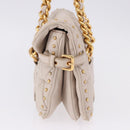 Miu Miu Chain Shoulder Bag Leather Beige Gold Tone Auth 195430A-5