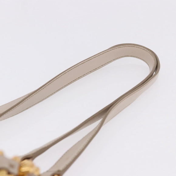 Miu Miu Chain Shoulder Bag Leather Beige Gold Tone Auth 195430A