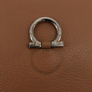 Salvatore Ferragamo Gancini Shoulder Bag Leather Beige Silver Auth 195431A-9