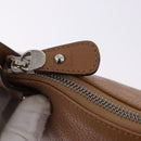Salvatore Ferragamo Gancini Shoulder Bag Leather Beige Silver Auth 195431A-10