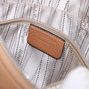 Salvatore Ferragamo Gancini Shoulder Bag Leather Beige Silver Auth 195431A-12