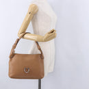 Salvatore Ferragamo Gancini Shoulder Bag Leather Beige Silver Auth 195431A-24