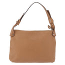 Salvatore Ferragamo Gancini Shoulder Bag Leather Beige Silver Auth 195431A-2