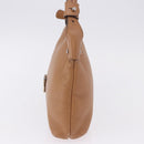 Salvatore Ferragamo Gancini Shoulder Bag Leather Beige Silver Auth 195431A-3