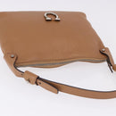 Salvatore Ferragamo Gancini Shoulder Bag Leather Beige Silver Auth 195431A-6
