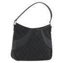 GUCCI GG Canvas Shoulder Bag Black Silver 113012 Auth 195436V-1