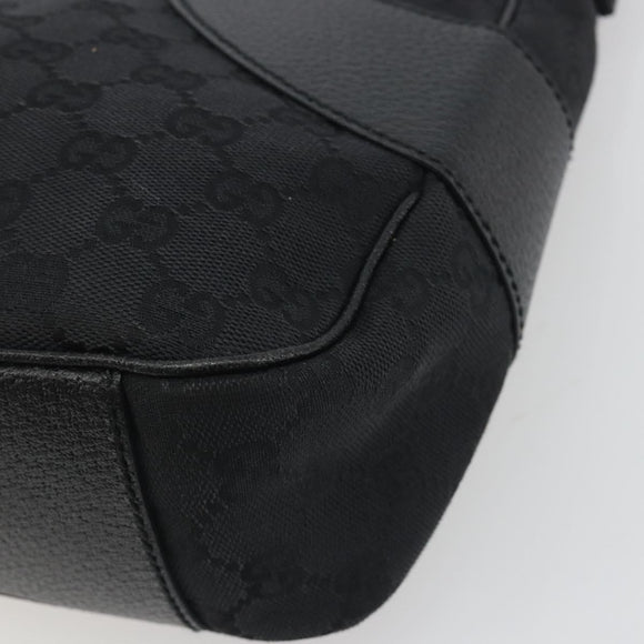 GUCCI GG Canvas Shoulder Bag Black Silver 113012 Auth 195436V