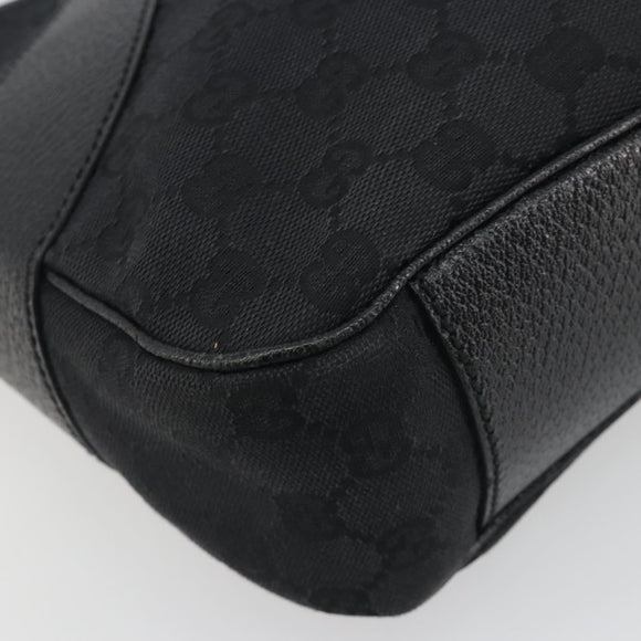 GUCCI GG Canvas Shoulder Bag Black Silver 113012 Auth 195436V