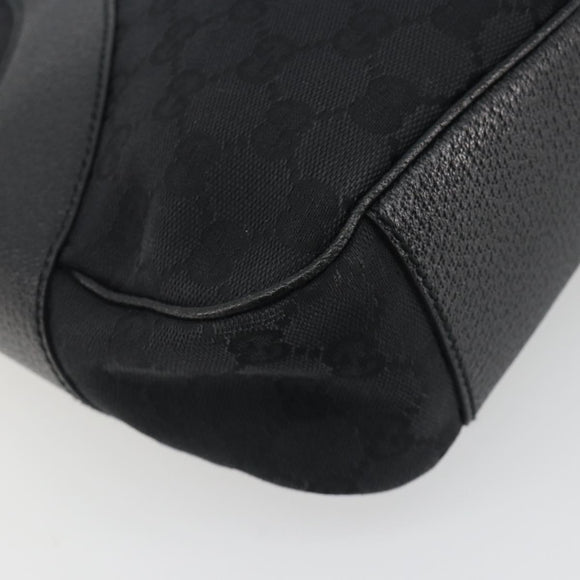 GUCCI GG Canvas Shoulder Bag Black Silver 113012 Auth 195436V