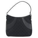 GUCCI GG Canvas Shoulder Bag Black Silver 113012 Auth 195436V-2