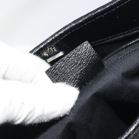 GUCCI GG Canvas Shoulder Bag Black Silver 113012 Auth 195436V