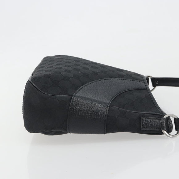GUCCI GG Canvas Shoulder Bag Black Silver 113012 Auth 195436V