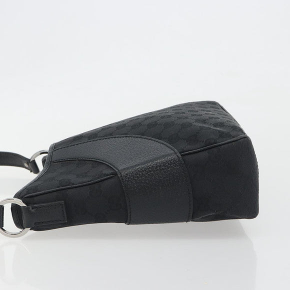 GUCCI GG Canvas Shoulder Bag Black Silver 113012 Auth 195436V
