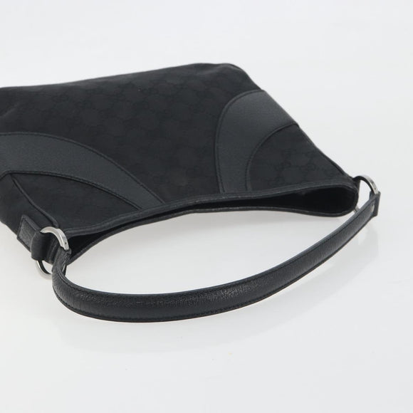 GUCCI GG Canvas Shoulder Bag Black Silver 113012 Auth 195436V