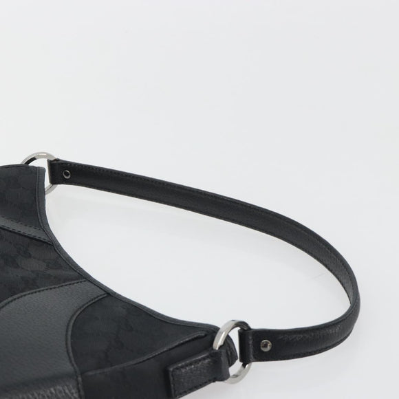 GUCCI GG Canvas Shoulder Bag Black Silver 113012 Auth 195436V