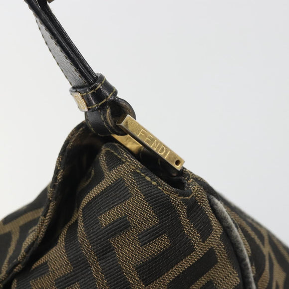FENDI Zucca Canvas Mamma Baguette Shoulder Bag Brown Gold Tone Auth 195437