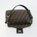 FENDI Zucca Canvas Mamma Baguette Shoulder Bag Brown Gold Tone Auth 195437-18