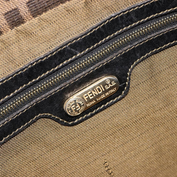 FENDI Zucca Canvas Mamma Baguette Shoulder Bag Brown Gold Tone Auth 195437