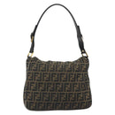 FENDI Zucca Canvas Mamma Baguette Shoulder Bag Brown Gold Tone Auth 195437-2