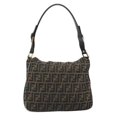 FENDI Zucca Canvas Mamma Baguette Shoulder Bag Brown Gold Tone Auth 195437 - 0
