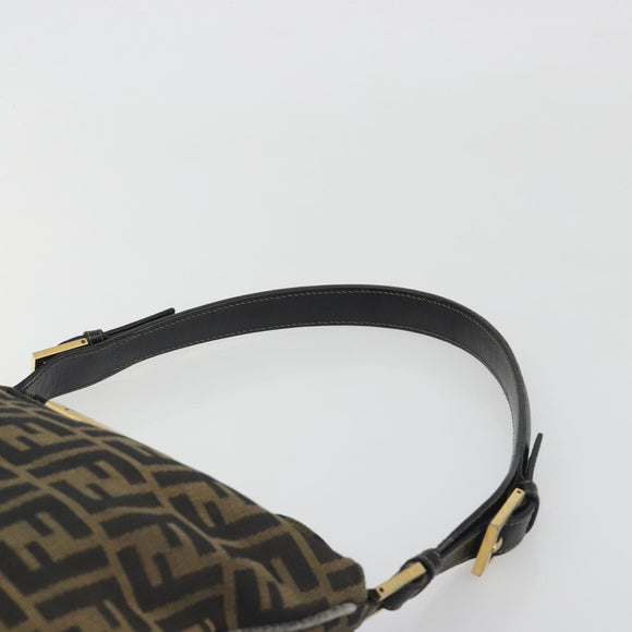 FENDI Zucca Canvas Mamma Baguette Shoulder Bag Brown Gold Tone Auth 195437
