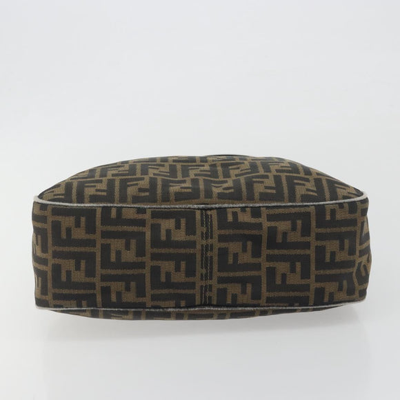 FENDI Zucca Canvas Mamma Baguette Shoulder Bag Brown Gold Tone Auth 195437