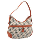 BURBERRY Nova Check Shoulder Bag Canvas Beige Orange Auth 195441V-1