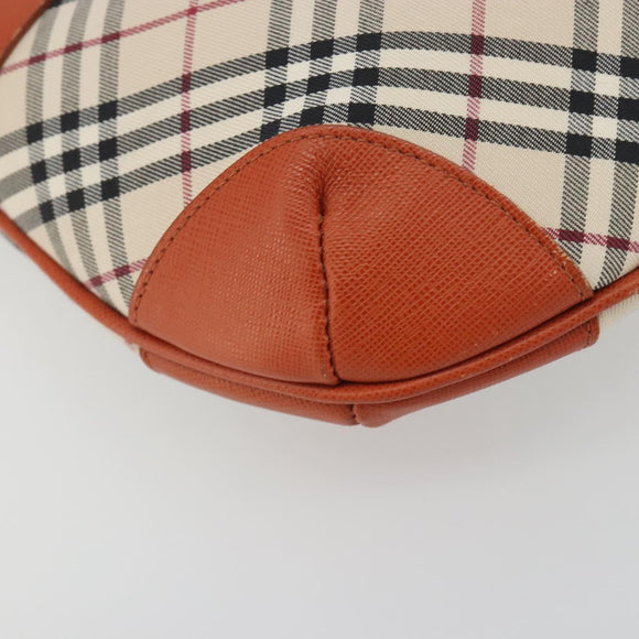 BURBERRY Nova Check Shoulder Bag Canvas Beige Orange Auth 195441V