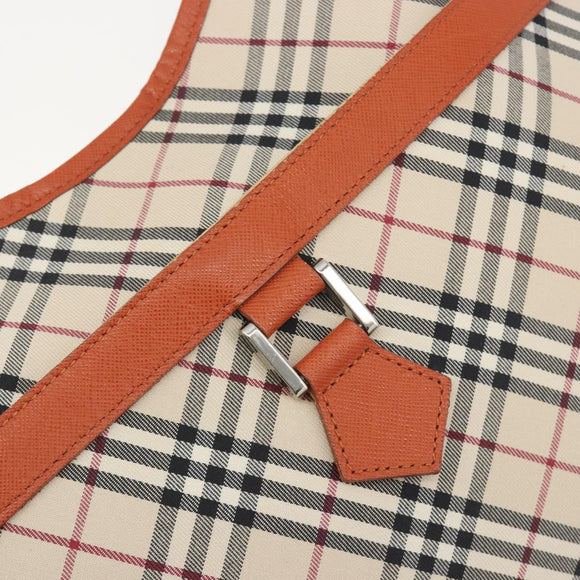 BURBERRY Nova Check Shoulder Bag Canvas Beige Orange Auth 195441V