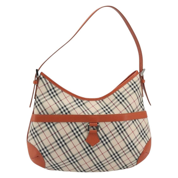 BURBERRY Nova Check Shoulder Bag Canvas Beige Orange Auth 195441V