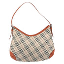 BURBERRY Nova Check Shoulder Bag Canvas Beige Orange Auth 195441V-2