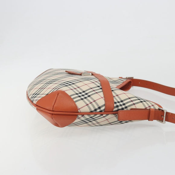 BURBERRY Nova Check Shoulder Bag Canvas Beige Orange Auth 195441V
