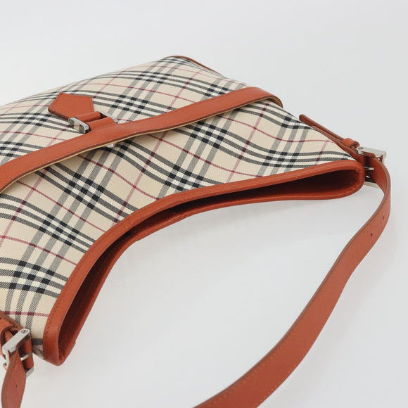 BURBERRY Nova Check Shoulder Bag Canvas Beige Orange Auth 195441V