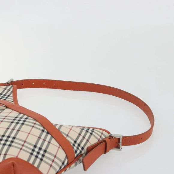 BURBERRY Nova Check Shoulder Bag Canvas Beige Orange Auth 195441V