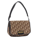 Christian Dior Trotter Canvas Shoulder Bag Beige Gold Tone Auth 195442A-1
