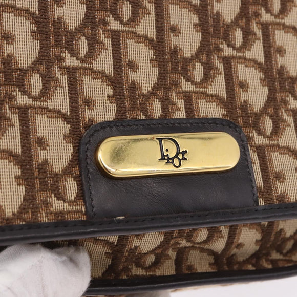 Christian Dior Trotter Canvas Shoulder Bag Beige Gold Tone Auth 195442A