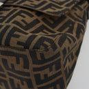FENDI Zucca Canvas Mamma Baguette Shoulder Bag Brown Silver Auth 195445V-14