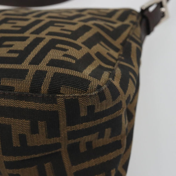FENDI Zucca Canvas Mamma Baguette Shoulder Bag Brown Silver Auth 195445V