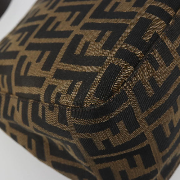FENDI Zucca Canvas Mamma Baguette Shoulder Bag Brown Silver Auth 195445V