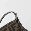 FENDI Zucca Canvas Mamma Baguette Shoulder Bag Brown Silver Auth 195445V-9