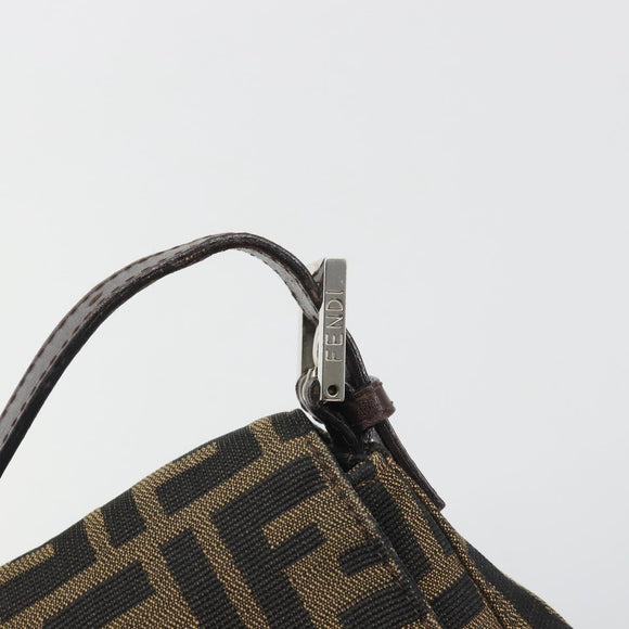 FENDI Zucca Canvas Mamma Baguette Shoulder Bag Brown Silver Auth 195445V
