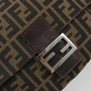 FENDI Zucca Canvas Mamma Baguette Shoulder Bag Brown Silver Auth 195445V-18